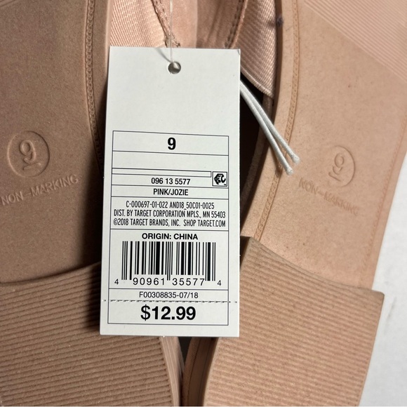 A New Day - Pink/peach Fabric Slides Size 8 & 9 NWT - Picture 2 of 7